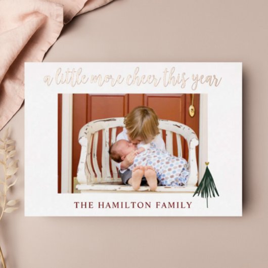 Gold Foil Elegante New Baby Foto Weihnachtskarte Folieneinladung