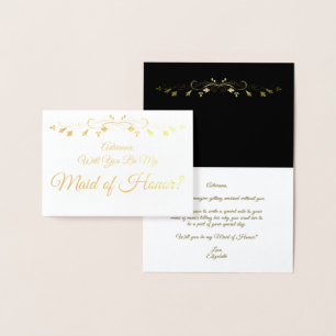 Gold Foil Elegante Trauzeugin Vorschlag Card Folienkarte