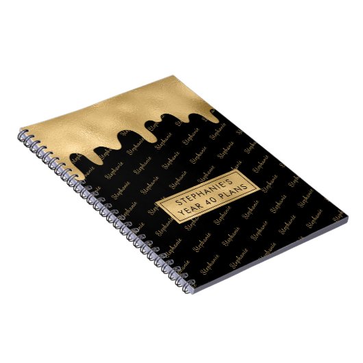 Gold Foil Elegantes Script Typografy Name Pattern Notizblock (Rechte Seite)