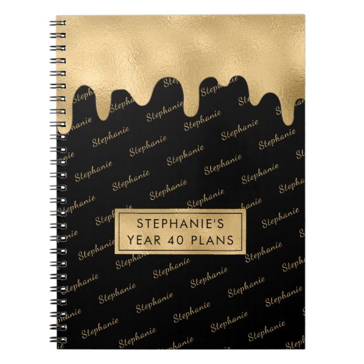 Gold Foil Elegantes Script Typografy Name Pattern Notizblock (Vorderseite)