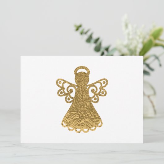 Gold Foil Engel Silhouette Weihnachtskarte (Stehend Vorderseite)