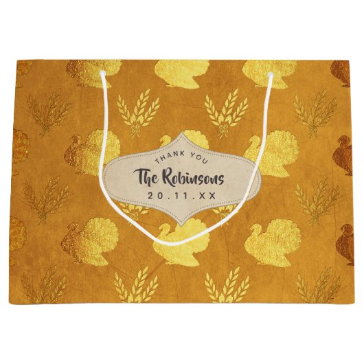 Gold Foil Erntedank Große Geschenktüte (Vorderseite)
