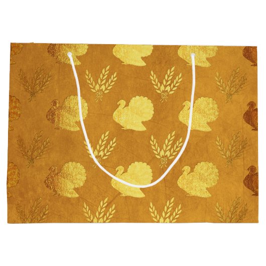 Gold Foil Erntedank Große Geschenktüte (Rückseite)