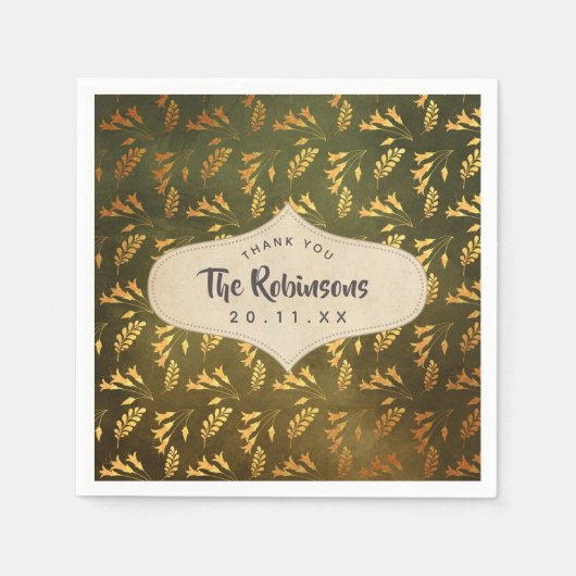 Gold Foil Erntedank Serviette (Vorderseite)