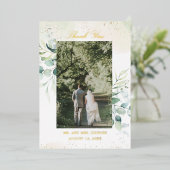 Gold Foil Eukalyptus Foto Hochzeit Dankeschön-Kart Folieneinladung (Stehend vorne)