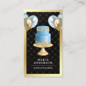Gold Foil Extravagant Blue Cake Balloons Eventplan Visitenkarte (Vorderseite)