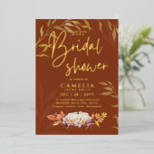 GOLD FOIL Fall Pumpkin BRAUTPARTY QR Code Folieneinladung (Stehend vorne)