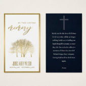 GOLD FOIL FALL TREE SYMPATHY MEMORIAL PRAYER CARD (Vorne & Hinten)