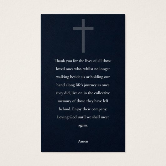 GOLD FOIL FALL TREE SYMPATHY MEMORIAL PRAYER CARD (Rückseite)