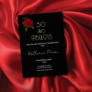 Gold Foil Fifty and Fabulous 50th Birthday Party F Folieneinladung