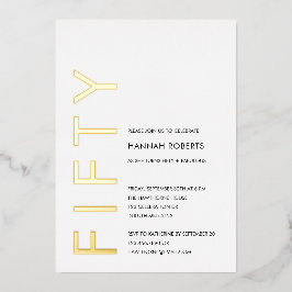 Gold Foil Fifty and Fabulous 50th Birthday Party Folieneinladung