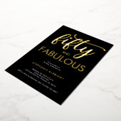 Gold Foil Fifty and Fabulous 50th Birthday Party Folieneinladung (Gedreht)
