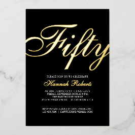 Gold Foil Fifty and Fabulous 50th Birthday Party Folieneinladung