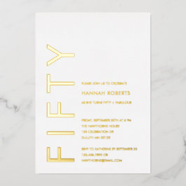 Gold Foil Fifty and Fabulous 50th Birthday Party Folieneinladung