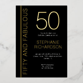 Gold Foil Fifty and Fabulous 50th Birthday Party Folieneinladung