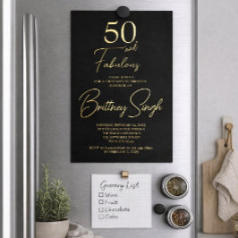 Gold Foil Fifty and Fabulous 50th Birthday Party Folieneinladung