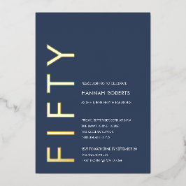 Gold Foil Fifty and Fabulous 50th Birthday Party Folieneinladung