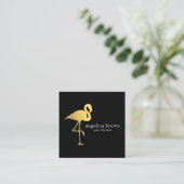 Gold Foil Flamingo Business Card Quadratische Visitenkarte (Stehend Vorderseite)