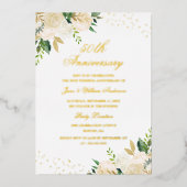GOLD FOIL Floral 50 Jahre Jubiläum Folieneinladung (Vorderseite)