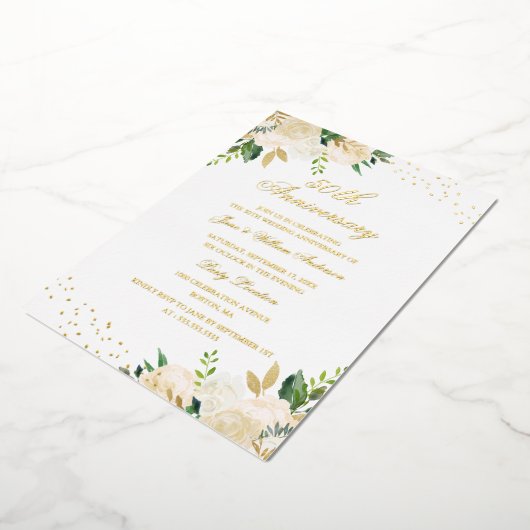GOLD FOIL Floral 50 Jahre Jubiläum Folieneinladung (Gedreht)