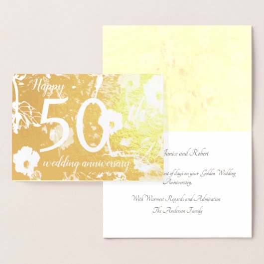 Gold Foil Floral 50. Wedding Anniversary Card Folienkarte (Anzeige)