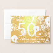 Gold Foil Floral 50. Wedding Anniversary Card Folienkarte (Vorderseite mit Umschlag)