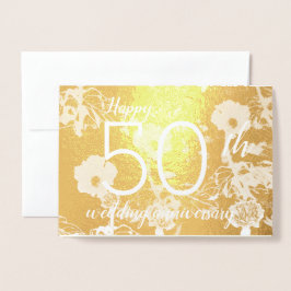 Gold Foil Floral 50. Wedding Anniversary Card Folienkarte