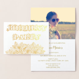 Gold Foil Floral Daisy Geburtstagsparty Einladung