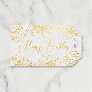 Gold Foil Floral Geburtstagsgeschenke Tags Geschenkanhänger