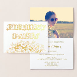 Gold Foil Floral Geburtstagsparty Einladung Foto
