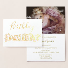 Gold Foil Floral Geburtstagsparty Einladung Foto