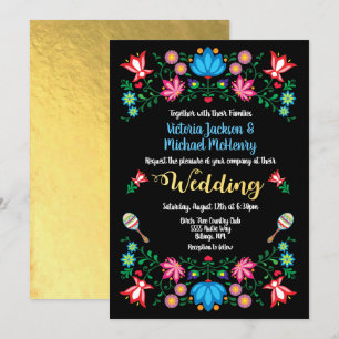Gold Foil Floral Mexican Wedding Fiesta Card Einladung