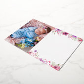 Gold Foil Floral Vielen Dank Foto Baby Ankündigung (Gedreht)