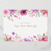 Gold Foil Floral Vielen Dank Foto Baby Ankündigung (Rückseite)