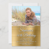 Gold Foil Foto 40. Geburtstag Einladung (Vorderseite)