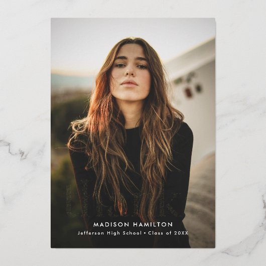 Gold Foil Foto Abschluss Danke Karte (Vorderseite)