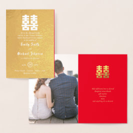 Gold FOIL FOTO Chinesisches Glück Hochzeit Red Folienkarte