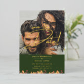 GOLD FOIL FOTO Overlay Wedding Save the Date QR Folieneinladung (Stehend vorne)
