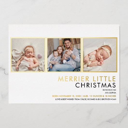 Gold Foil Foto Weihnachtsfeiertag Ankündigung (Vorderseite)