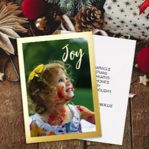 Gold Foil Foto Weihnachtsfeiertag Joy Folien Feiertagskarte