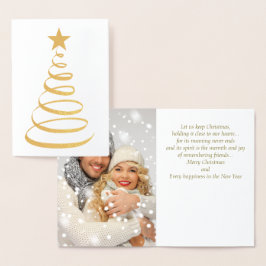 Gold Foil Foto Weihnachtskarte mit Weihnachtsbaum Folienkarte