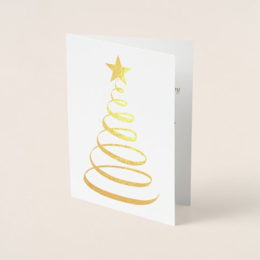 Gold Foil Foto Weihnachtskarte mit Weihnachtsbaum Folienkarte (Vorderseite)