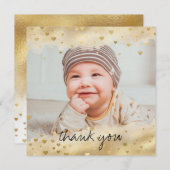 Gold Foil Frame Baby Foto Square Danke Karte (Vorne/Hinten)