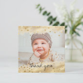 Gold Foil Frame Baby Foto Square Danke Karte (Stehend Vorderseite)