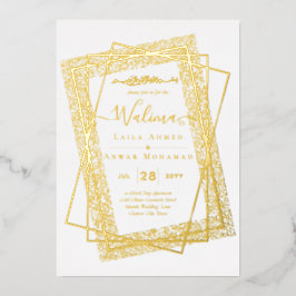 GOLD FOIL Frame Text Nikah Walima Islamische Hochz Folieneinladung