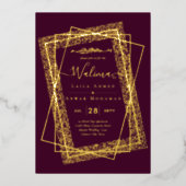GOLD FOIL Frame Text Nikah Walima Islamische Hochz Folieneinladung (Vorderseite)