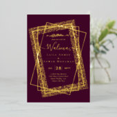 GOLD FOIL Frame Text Nikah Walima Islamische Hochz Folieneinladung (Stehend vorne)