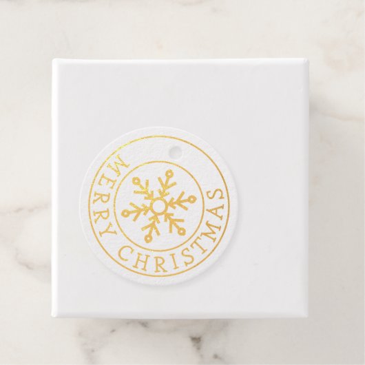 Gold Foil Frohe Weihnachten mit Snowflake Geschenkanhänger (Mit Box)