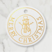 Gold Foil Frohe Weihnachten mit Snowman Geschenkanhänger (Vorderseite)
