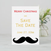 Gold Foil Frohe Weihnachten Save the Date Mustache Folieneinladung (Stehend vorne)